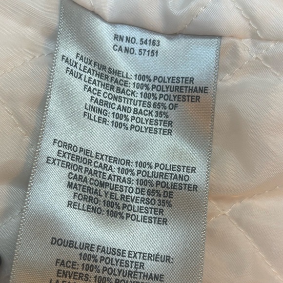 LEVI’S FAUX SHERPA & LEATHER DETAIL MOTO COAT TEDDY BEAR JACKET WHITE BROWN SZ L - Picture 9 of 12